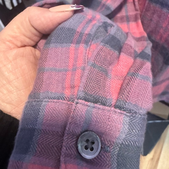 Plaid Button Down Shirt for Women - Pink and Blue - Picture 6 of 8